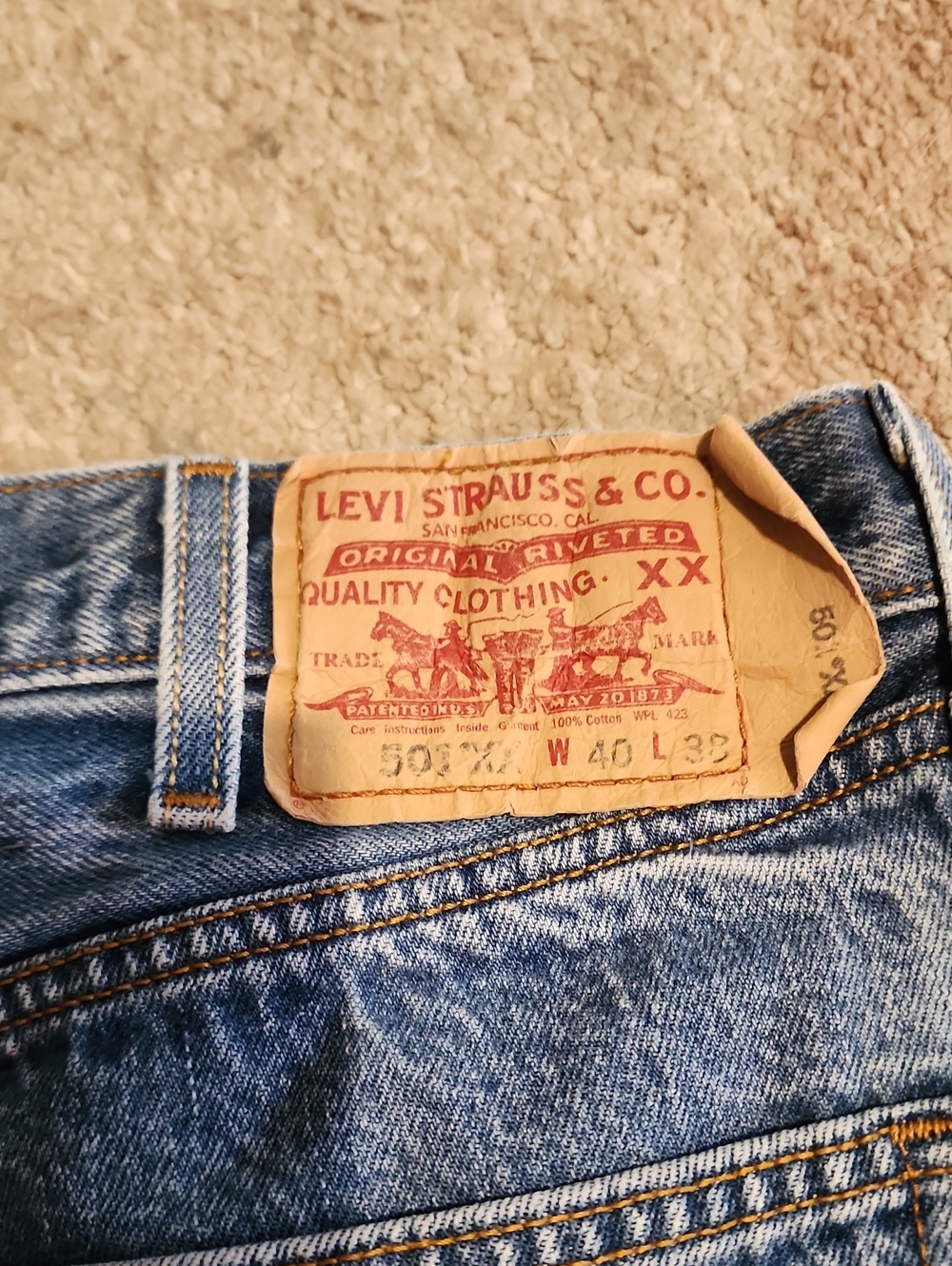 Vintage 501xx Levis Y2K  Denim Jeans Mens  Made In USA Button Fly 40 x 38 - Picture 2 of 12